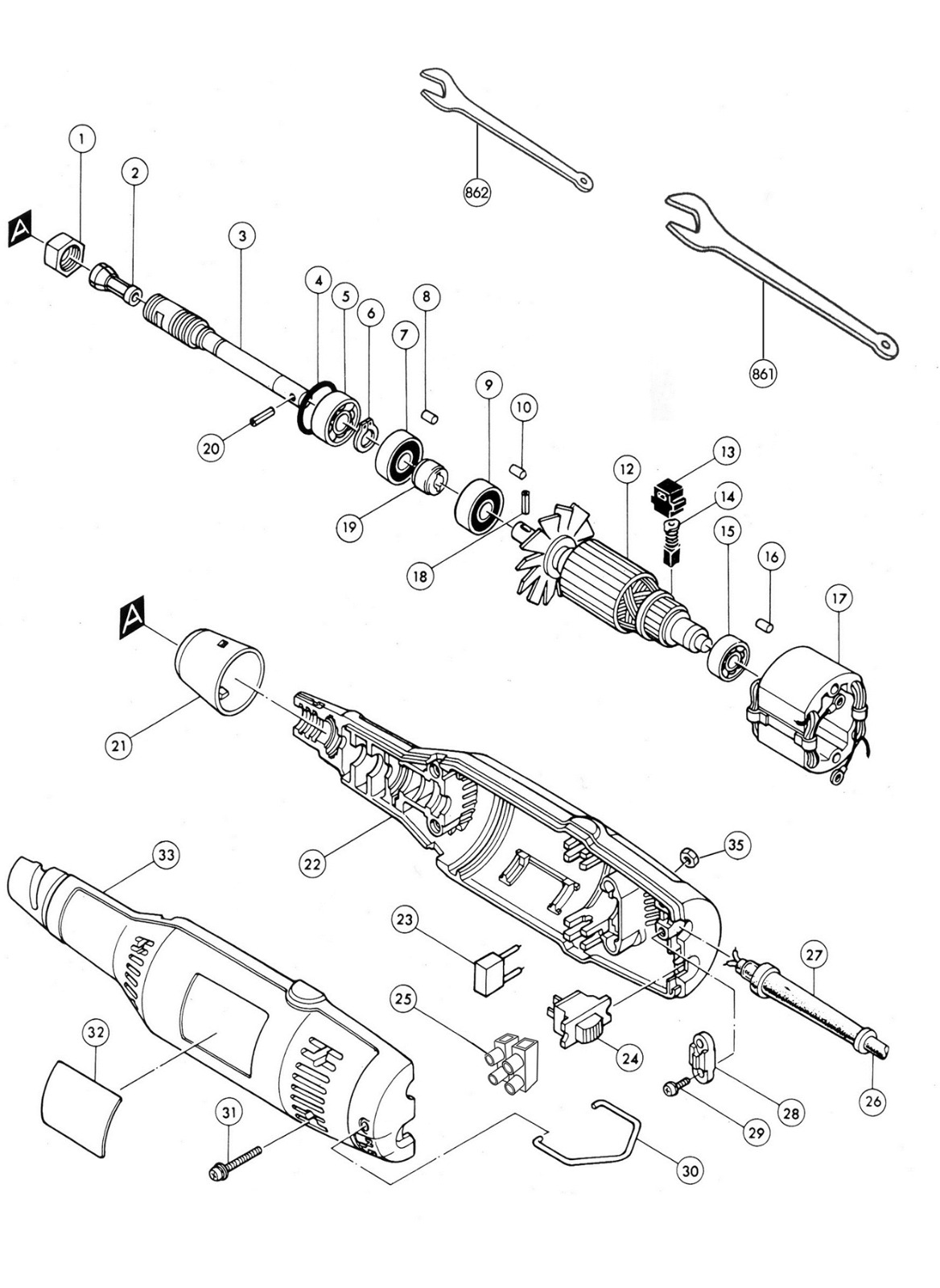DSJ25B DIE GRINDER-VARIABLE SPEED