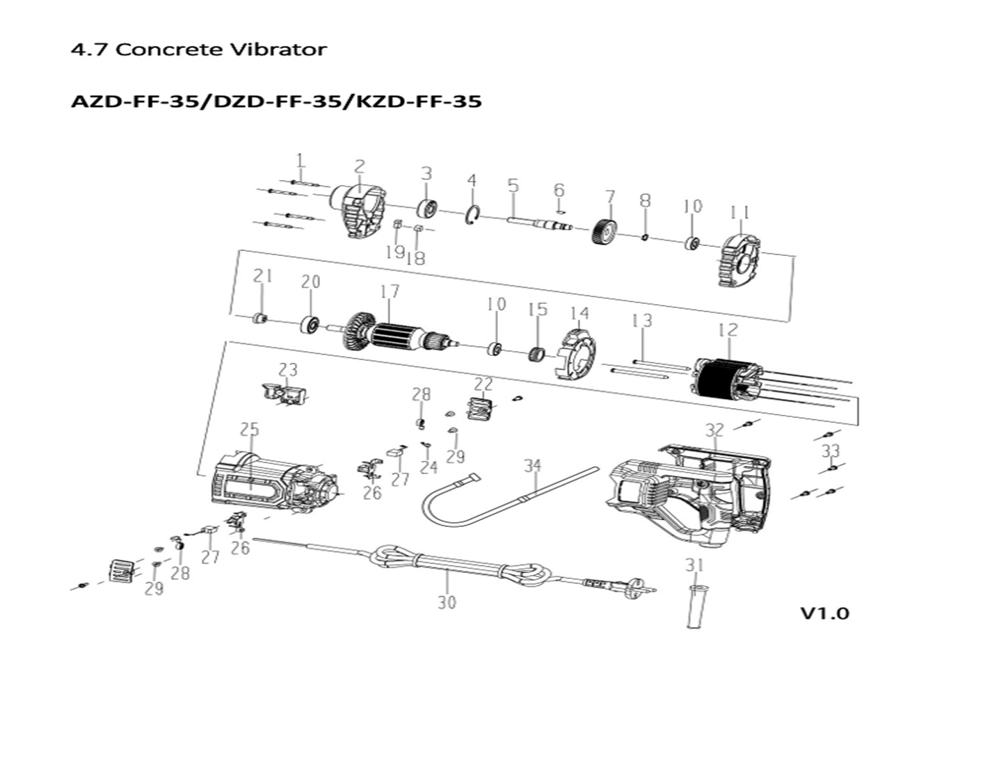 DZD35 CONCRETE VIBRATOR