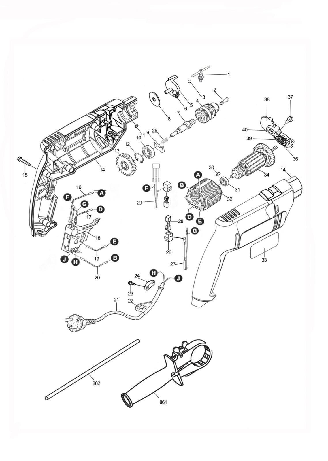 DZJ02-13 ELECTRIC IMPACT DRILL(PLASTIC BODY)